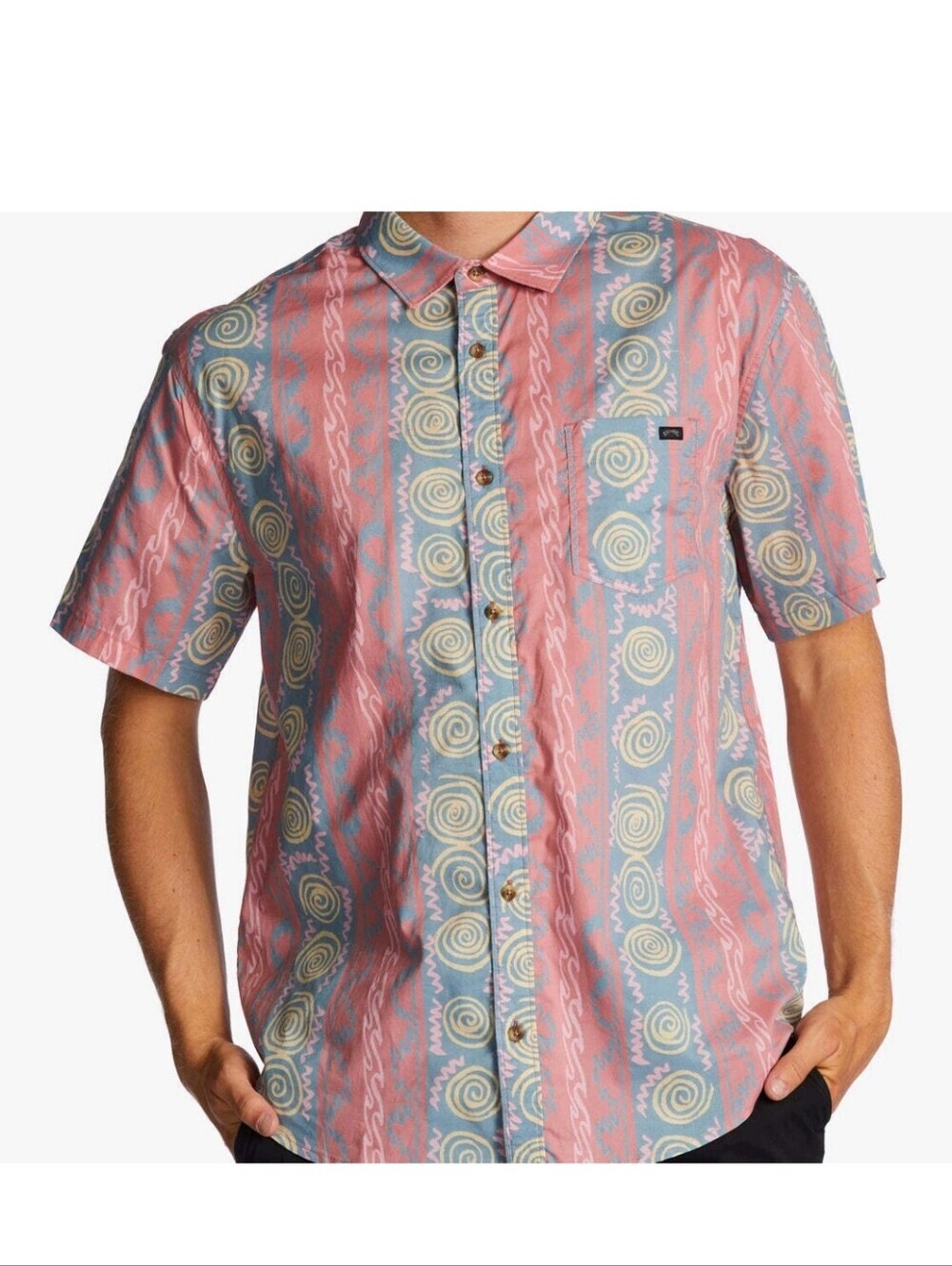 Billabong Boys Large Short-Sleeve Button-Up Shirt Dusty Rose NWT